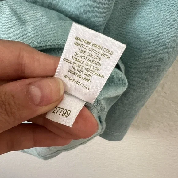 Garnet Hill Sz L Blue Floral Embroidered Top Cotton Modal Boho Cottagecore Artsy - Picture 10 of 11